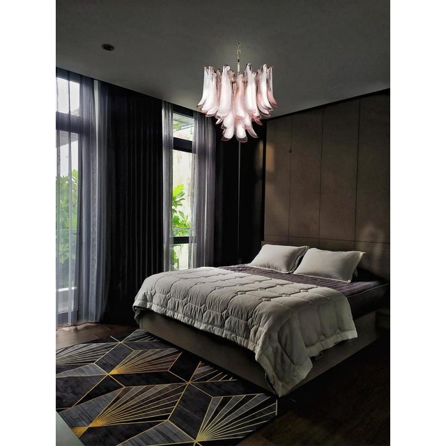 Italian Pink and White Murano Petals Chandelier, Murano For Sale - Image 4 of 15