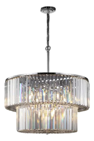 Viviann Crystal Two-Tier Chandelier in Chrome/Clear