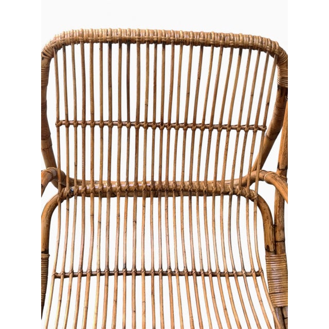 Wood Vintage Rattan and Wicker Lounge Armchair by Franco Albini, Italy, 1960s For Sale - Image 7 of 8