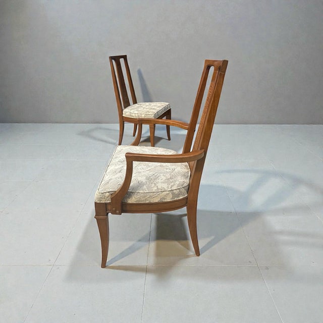 Set of 6 1960s Triune Dining Chairs – Mid-Century Modern Walnut & Cane Attributed to Drexel For Sale - Image 10 of 12