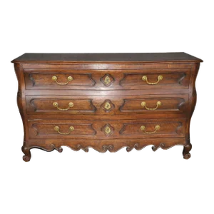 Fantastic Hand-Made Country French Dark Walnut Louis XV Bombe Dresser Commode