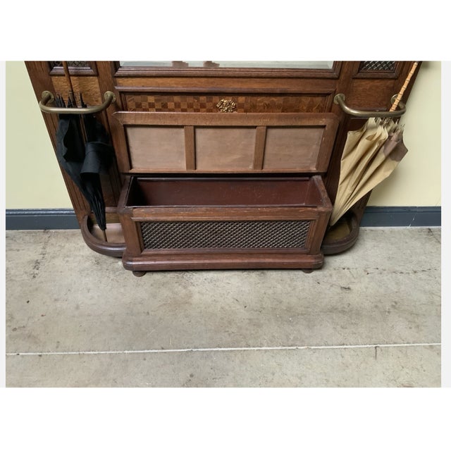 Brown Antique Art Nouveau Wardrobe with Clothes Rack and Chest, 1910 For Sale - Image 8 of 9