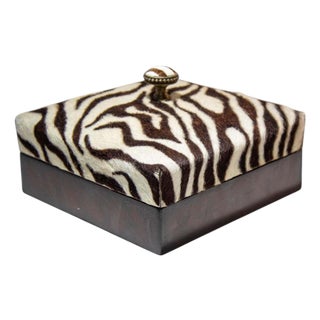 Maitland Smith Zebra Design Decorative Box, Leather, 1980s, Philippines For Sale