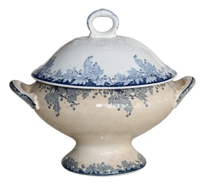 Vintage Ironstone Platane Bleu Soup Tureen from Saint Amand Hamage Nord, 1890s
