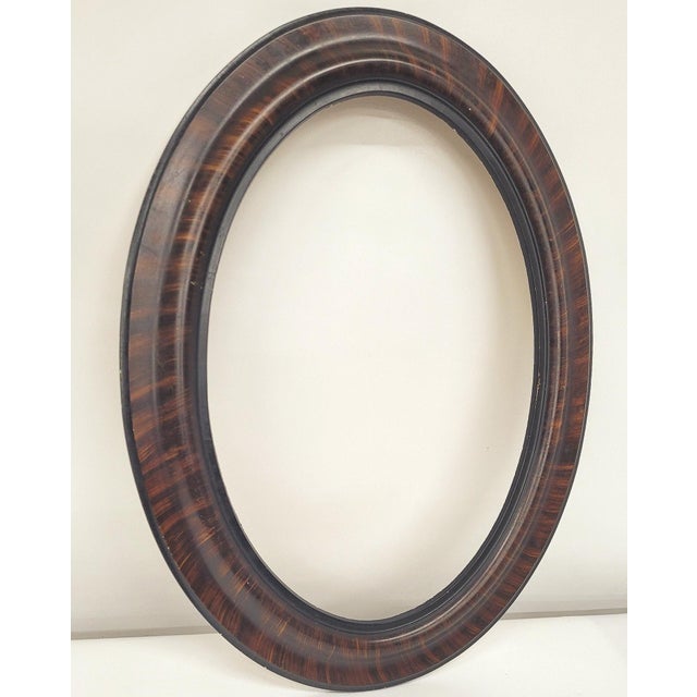 1930s 1930 Oval Wood Picture Frame Surround 24" Faux Tortoise Shell, Old World Portrait Display For Sale - Image 5 of 13