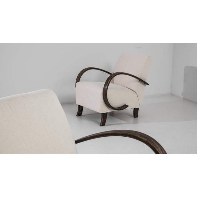 Mid-Century Modern 1930s Czech Wooden Armchairs by J. Halabala, a Pair For Sale - Image 3 of 5