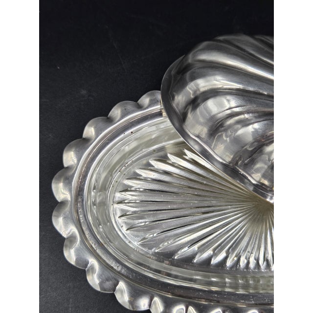Mid 20th Century Sheffield Victorian Style Silver Plated Spiral Covered Butter Dish W/ Glass Insert For Sale - Image 13 of 18