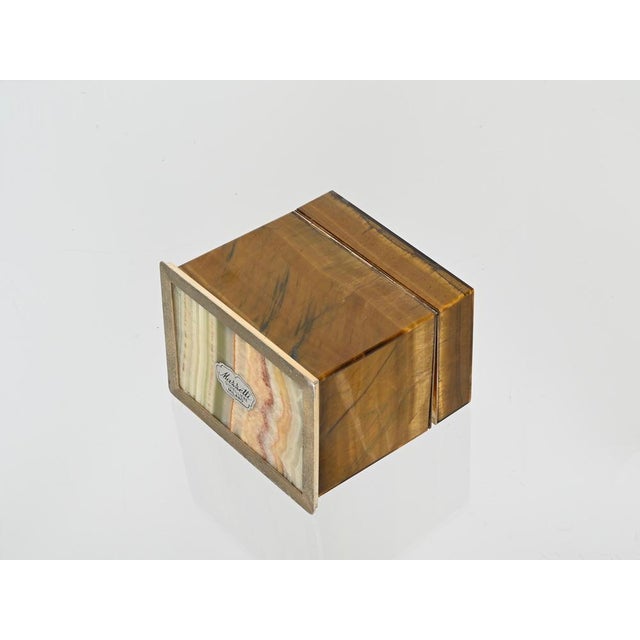 Tiger's Eye and Gilt 800 Silver Box from Gioielleria Mazzetti Milano, Italy, 1950s For Sale - Image 13 of 15