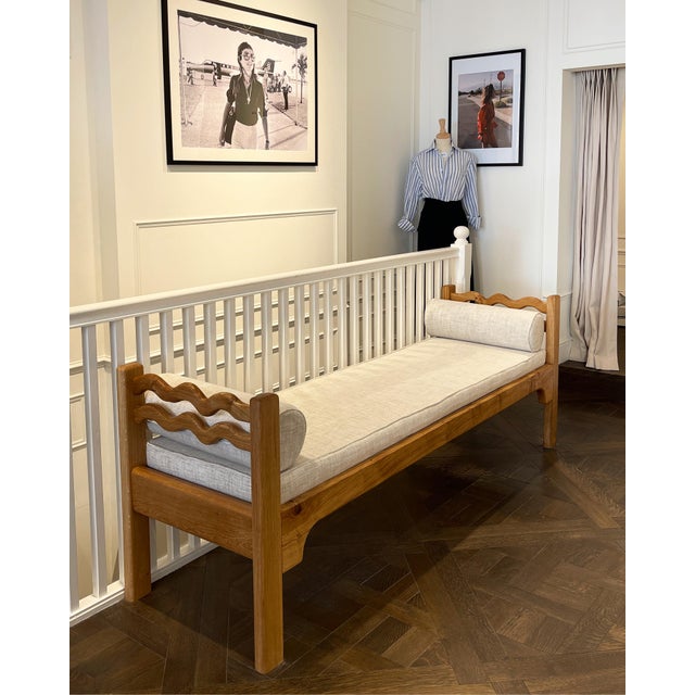 Not Yet Made - Made To Order Sunday Day Bench in Oak and Linen by Fosfeen For Sale - Image 5 of 5