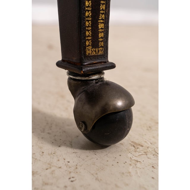 Set of 6 Maitland Smith Neoclassical Leather Game Table Chairs For Sale - Image 14 of 18