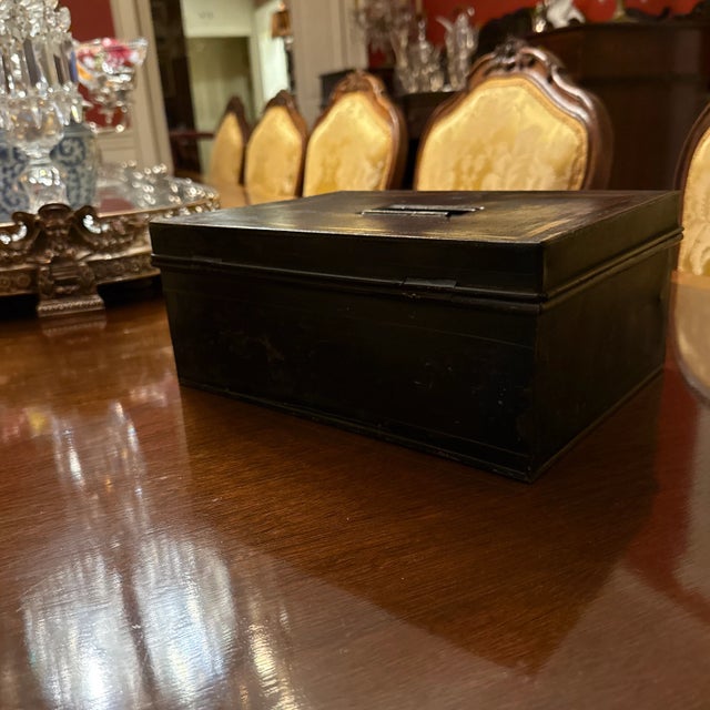 Late 19th Century Late 19th Century Black and Gold Metal Document or Cash Box For Sale - Image 5 of 8