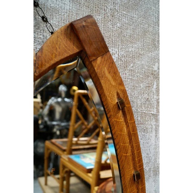 Antique Oak Horseshoe Wall Mirror For Sale - Image 3 of 10