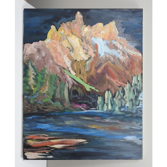 Contemporary Late 20th Century Fauvist Mountain Landscape Painting For Sale - Image 3 of 3