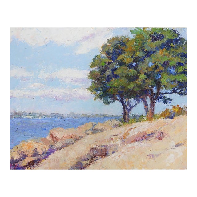 Early 21st Century Plein Air Impressionist Coastal Landscape Painting For Sale