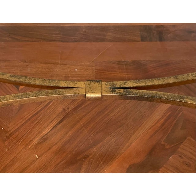 La Forge Francaise Custom Forged Antique Gold Iron Coffee Table For Sale - Image 4 of 11