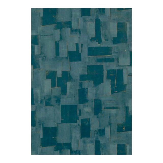 5 Rolls Kravet Cubist Teal Wallpaper For Sale