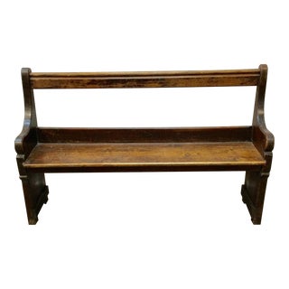 19th Century French Pine Pew Bench For Sale