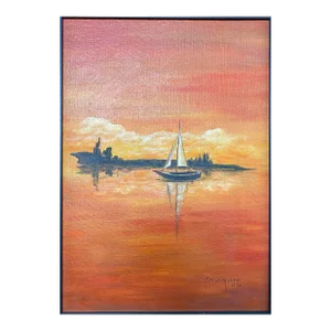 Original Oil on Canvas Sailboat Painting (1972)