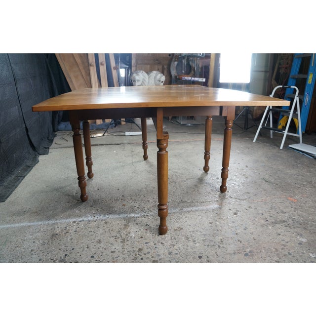 Antique Early American 19th C Cherry Gate-Leg Drop Leaf Dining Console Table 60" For Sale - Image 14 of 18