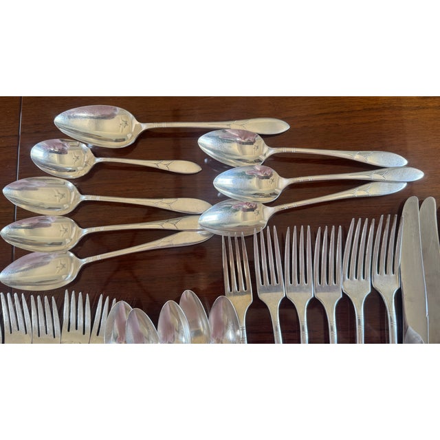 Vintage Silverplate Lady Hamilton Silver Flatware Set, Art Deco, C1932 Oneida Rare - 44 pcs For Sale - Image 9 of 13