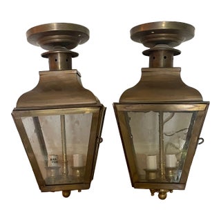 Vintage Custom Genie House Brand Solid Brass Lanterns - a Pair For Sale