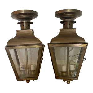 Vintage Custom Genie House Brand Solid Brass Lanterns - a Pair