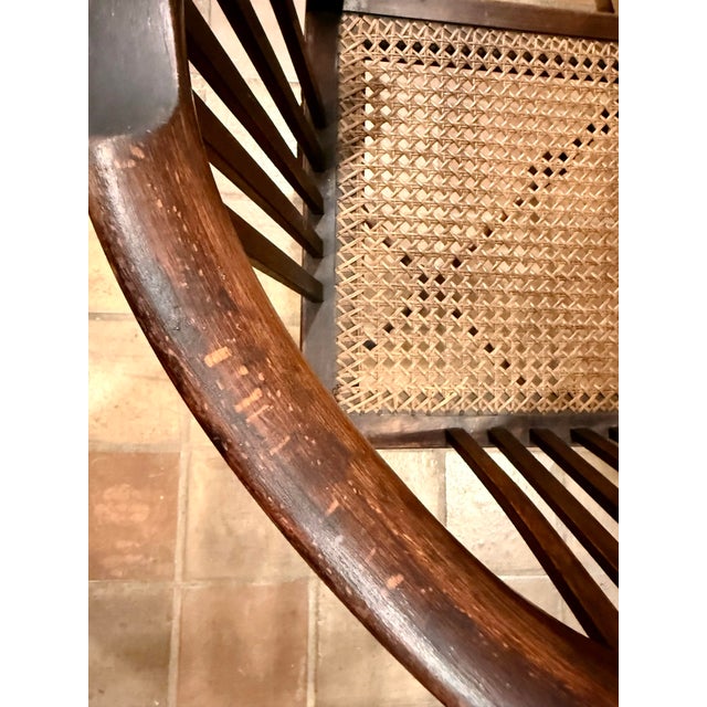 Antique English Oak Corner Chair Featuring a Woven Cane Seat With Barley Twist Legs, Posts, & Stretchers For Sale - Image 10 of 12