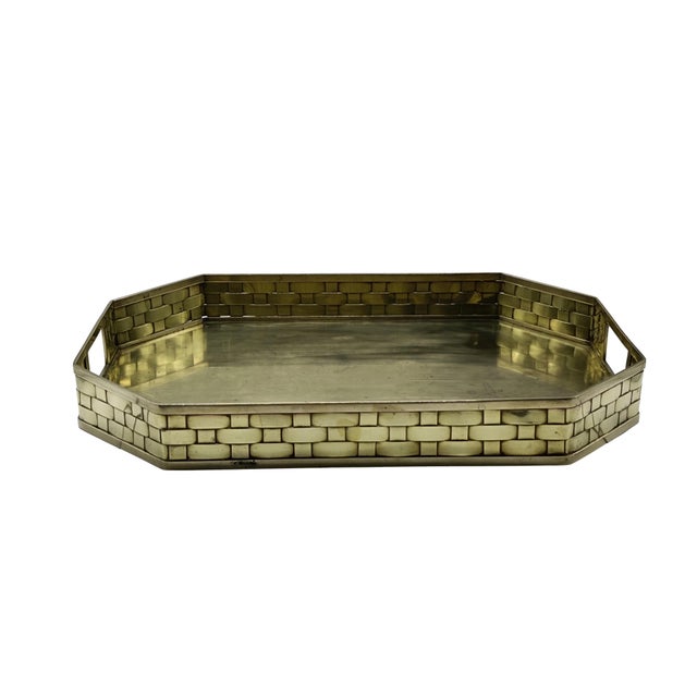 Gold Octagonal Brass Serving Tray, Italy, 1970s For Sale - Image 8 of 8
