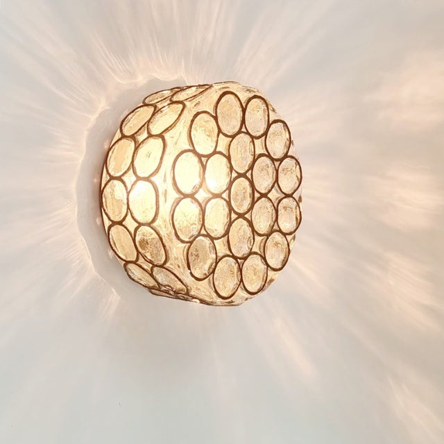 1970s 1970s Mid-Century Modern Glass Flush Mount/Ceiling Light From Limburg, Germany, 1970s For Sale - Image 5 of 9
