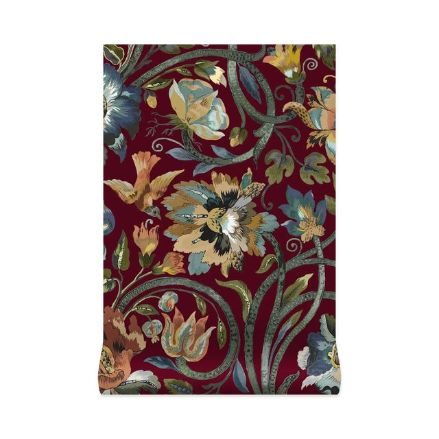 English House of Hackney Gaia Wallpaper - Vermillion For Sale - Image 3 of 3