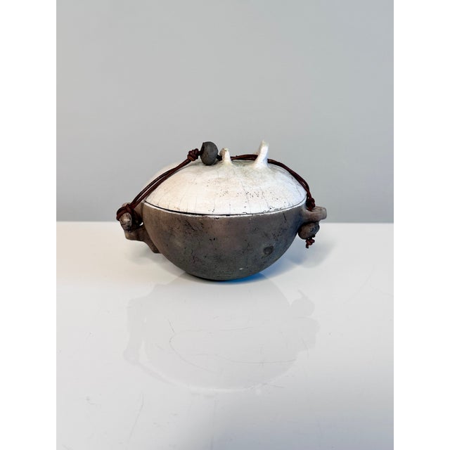 Small Handmade Raku Studio Ceramic Lidded Box, Germany, 1980s For Sale - Image 4 of 17