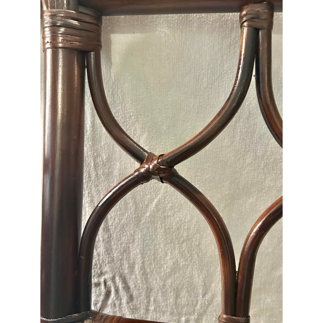 Brown Vintage Very Large Chinoiserie Wrapped Rattan Wingback Chair in the Style of Ficks-Reed For Sale - Image 8 of 12