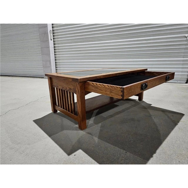 1990s Trend Manor 1008 Curio Table Mission Style Solid Oak Wood For Sale - Image 9 of 12