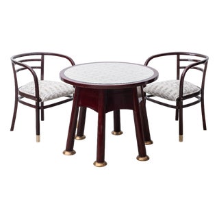 Art Nouveau Table by Adolf Loos and Armchairs by Otto Wagner, Vienna, Austria, 1902-1905, Set of 3 For Sale