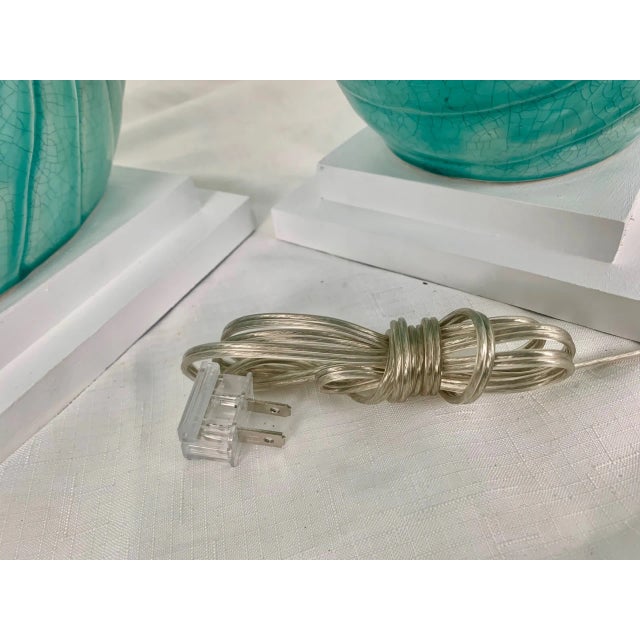 Ceramic Large Crackle Porcelain Nautilus Shell Lamp For Sale - Image 7 of 12