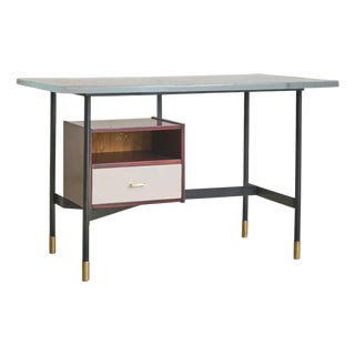 Italian Glass Top Desk Attributed to Luigi Caccia Dominioni for Azucena, 1950s For Sale