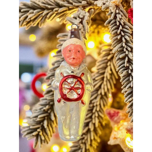 Contemporary Mid 20th Century East German (Gdr) Hand-Blown/Painted Glass Christmas Ornament Sailor For Sale - Image 3 of 7