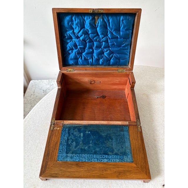 Brown Antique Mahogany English Jewelry Box For Sale - Image 8 of 11