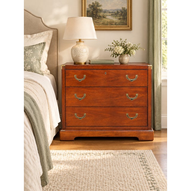 1970s National Mt. Airy Campaign-Style Three-Drawer Chest For Sale In Tampa - Image 6 of 15