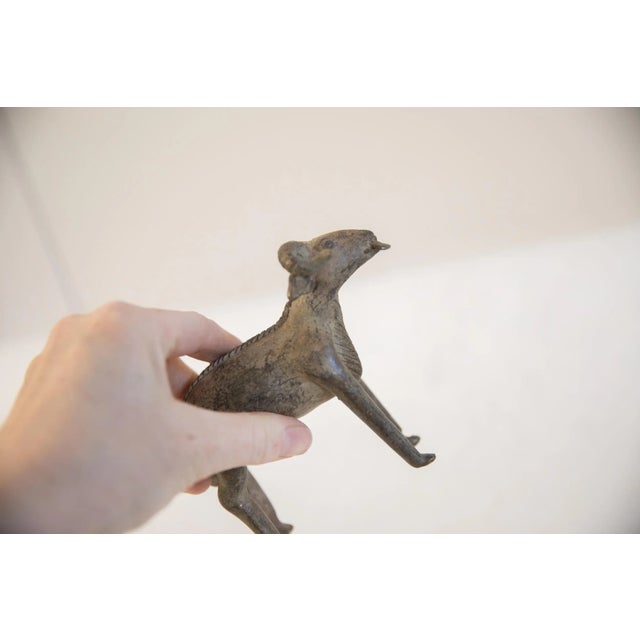 Old New House Vintage African Imperfect Ram With Leaf Sculpture For Sale - Image 4 of 7