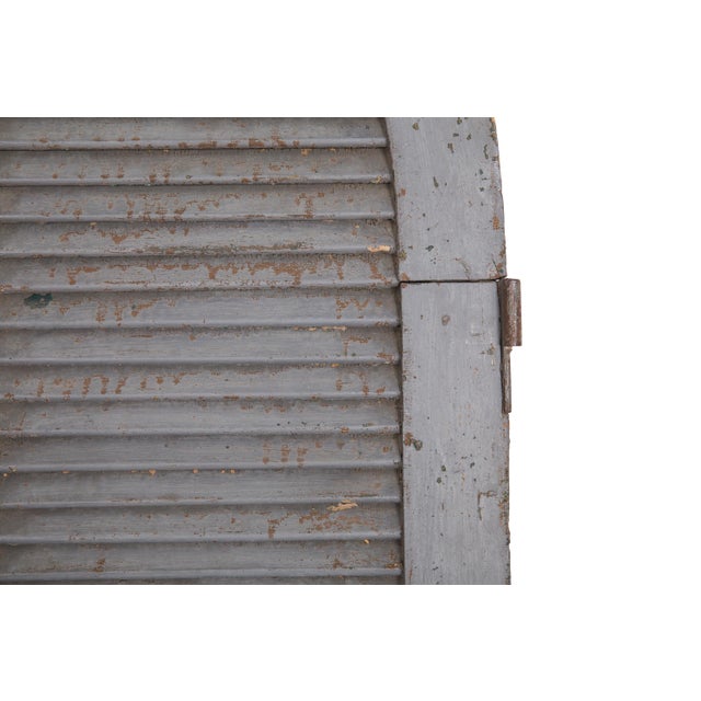 Pair of Weathered Gray-Painted Arched Dome Louvered Doors, 19th Century For Sale - Image 6 of 17