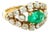 1960s Colombian 18k Yellow Gold Emerald & Diamond Cocktail Ring, Size 7 For Sale