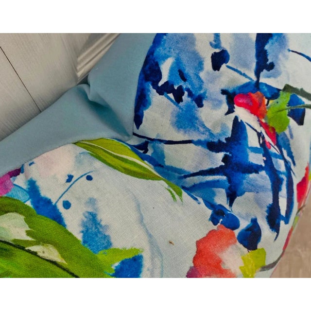 Stunning Custom Designers Guild Majolica Cornflower Pillow - Coral Flowers For Sale - Image 4 of 5