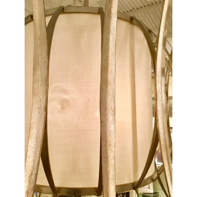 2010s Currey & Co. Asian Modern Solene White and Silver Chandelier For Sale - Image 5 of 5