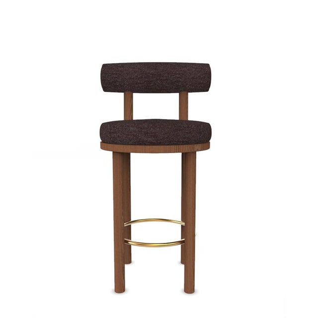 Collector Modern Moca Bar Chair in Tricot Dark Brown Fabric and Smoked Oak by Studio Rig For Sale - Image 6 of 6