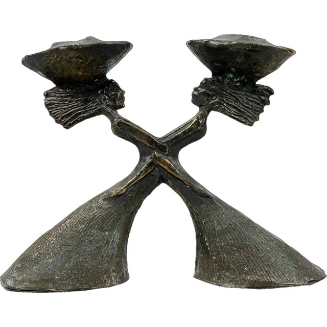 Dutch Bronze Plating Sculpture Candleholder by C. Ammerlan Van Niekerk, 2000s For Sale