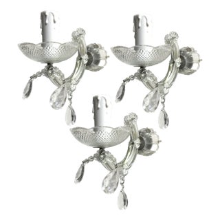 Murano Glass Crystal Sconces, 1970s, Set of 3 For Sale