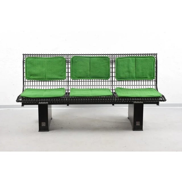Italian Green Fabric & Enameled Steel Bench by Marco Fantoni for Tecno, 1982 For Sale - Image 6 of 15