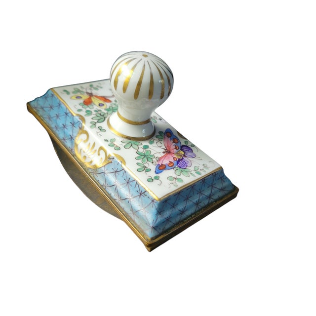 19th Century French Porcelain Ink Blotter With Hand Painted Flowers For Sale - Image 11 of 14