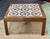 1970s teak coffee table with tiled top - L=71cm, W=71cm, H=38cm.